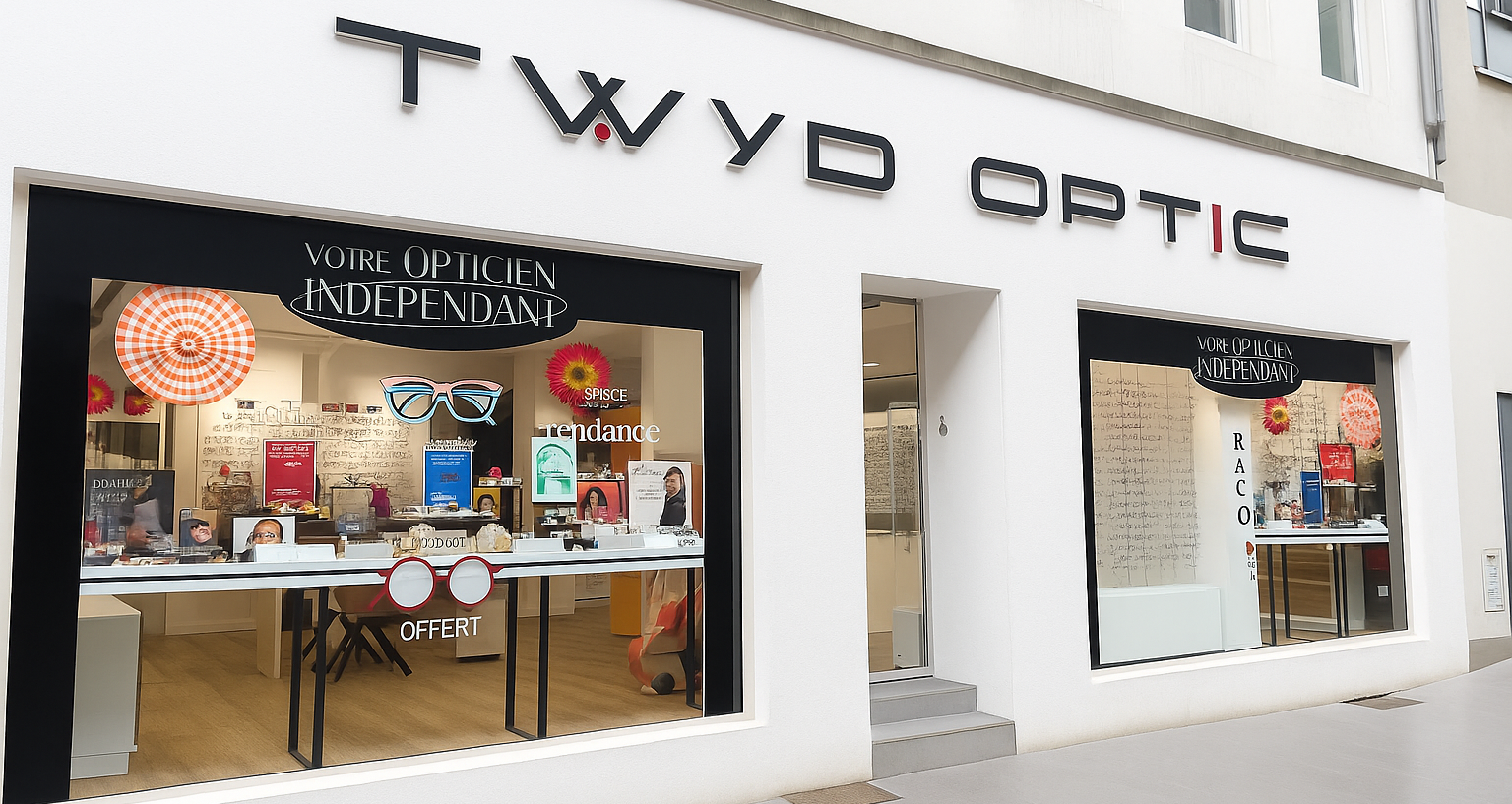 Magasin TWYD OPTIC et vitrine décorée